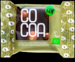 CZEKOLADA CIEMNA 65 % Z ORZECHAMI LASKOWYMI BIO 25 g - COCOA COCOA (czekolady i bakalie w surowej czekoladzie)