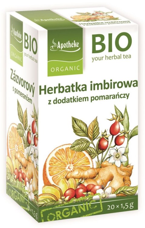 HERBATKA IMBIR - POMARAŃCZA BIO (20 x 1,5 g) 30 g - APOTHEKE APOTHEKE (herbatki dla dzieci, dorosłych, błonnik