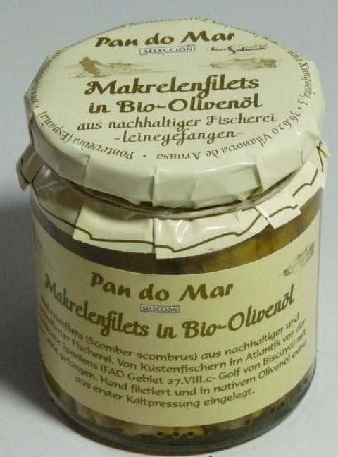 MAKRELA FILETY W BIO OLIWIE Z OLIWEK EXTRA VIRGIN 220 g (154 g) (SŁOIK) - PAN DO MAR PAN DO MAR (rybołówstwo zrównoważone)