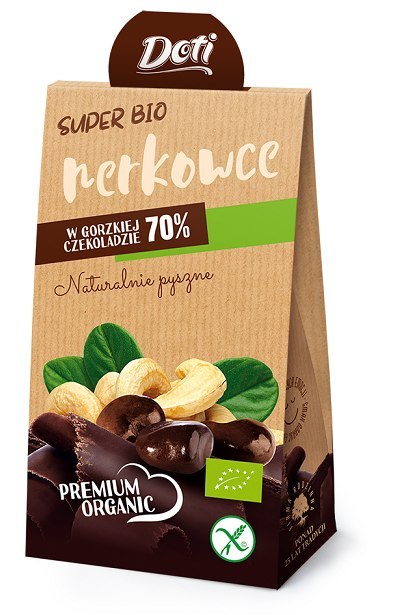 ORZECHY NERKOWCA W CZEKOLADZIE GORZKIEJ BEZGLUTENOWE BIO 50 g - DOTI DOTI (produkty w deserowej czekoladzie)