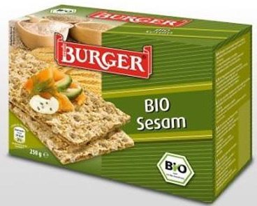 PIECZYWO CHRUPKIE ŻYTNIE RAZOWE Z SEZAMEM BIO 250 g - BURGER BURGER (pieczywo chrupkie, sucharki)