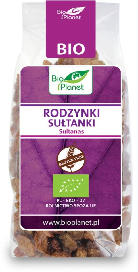 RODZYNKI SUŁTANKI BEZGLUTENOWE BIO 200 g - BIO PLANET BIO PLANET - seria FIOLETOWA (owoce suszone)