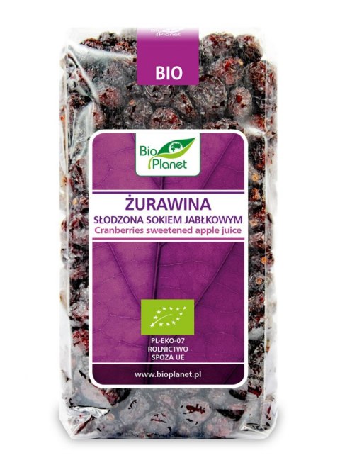 ŻURAWINA SŁODZONA SOKIEM JABŁKOWYM BIO 400 g - BIO PLANET BIO PLANET - seria FIOLETOWA (owoce suszone)