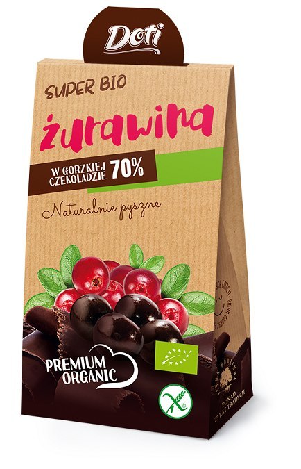 ŻURAWINA W CZEKOLADZIE GORZKIEJ BEZGLUTENOWA BIO 50 g - DOTI DOTI (produkty w deserowej czekoladzie)