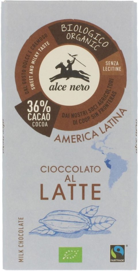 CZEKOLADA MLECZNA FAIR TRADE BIO 100 g - ALCE NERO ALCE NERO (włoskie produkty)