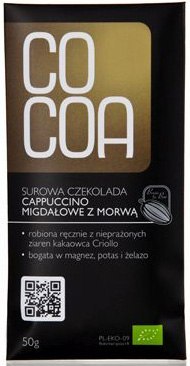 CZEKOLADA SUROWA CAPPUCCINO MIGDAŁOWE Z MORWĄ BIO 50 g - COCOA COCOA (czekolady i bakalie w surowej czekoladzie)