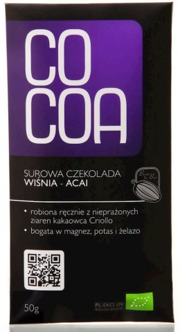 CZEKOLADA SUROWA WIŚNIA - ACAI BIO 50 g - COCOA COCOA (czekolady i bakalie w surowej czekoladzie)