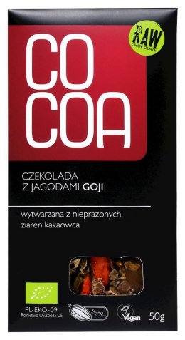 CZEKOLADA SUROWA Z JAGODAMI GOJI BIO 50 g - COCOA COCOA (czekolady i bakalie w surowej czekoladzie)