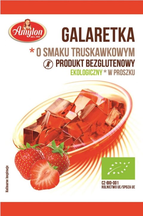 GALARETKA Z AGAREM O SMAKU TRUSKAWKOWYM BEZGLUTENOWA BIO 40 g - AMYLON AMYLON (budynie, galaretki,kisiele,cukry, skrobie