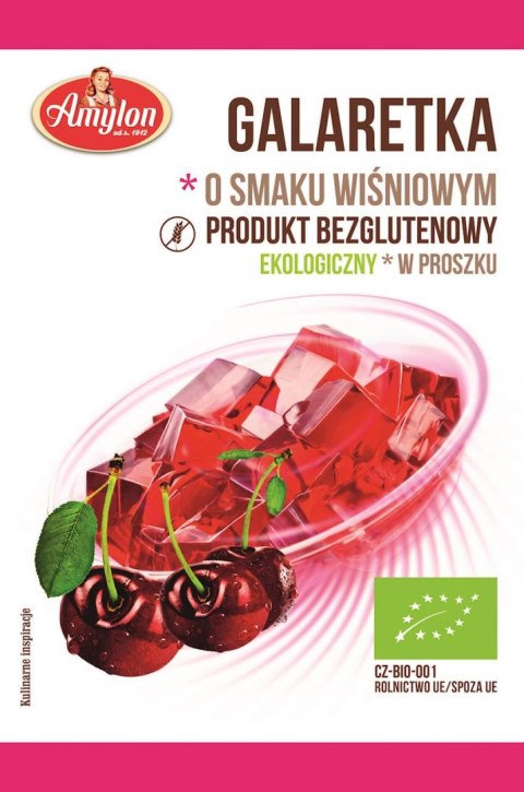 GALARETKA Z AGAREM O SMAKU WIŚNIOWYM BEZGLUTENOWA BIO 40 g - AMYLON AMYLON (budynie, galaretki,kisiele,cukry, skrobie