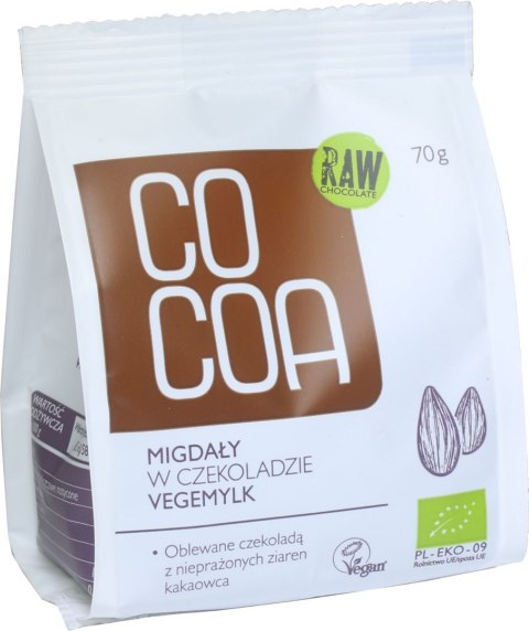 MIGDAŁY W CZEKOLADZIE VEGEMILK BIO 70 g - COCOA COCOA (czekolady i bakalie w surowej czekoladzie)