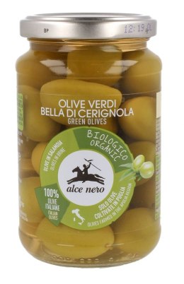 OLIWKI ZIELONE BELLA DI CERIGNOLA Z PESTKĄ W ZALEWIE BIO 350 g (180 g) - ALCE NERO ALCE NERO (włoskie produkty)