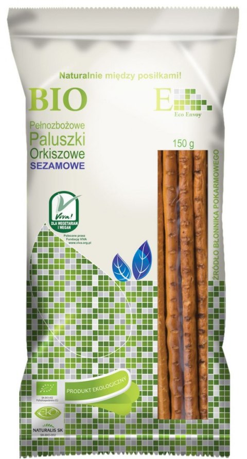 PALUSZKI ORKISZOWE PEŁNOZIARNISTE Z SEZAMEM BIO 150 g - ENVOY ENVOY (paluszki)