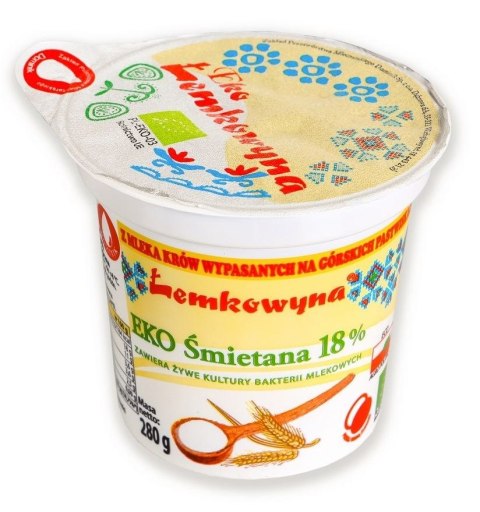 ŚMIETANA 18 % BIO 280 g - ŁEMKOWYNA ŁEMKOWYNA (nabiał z mleka krowiego)