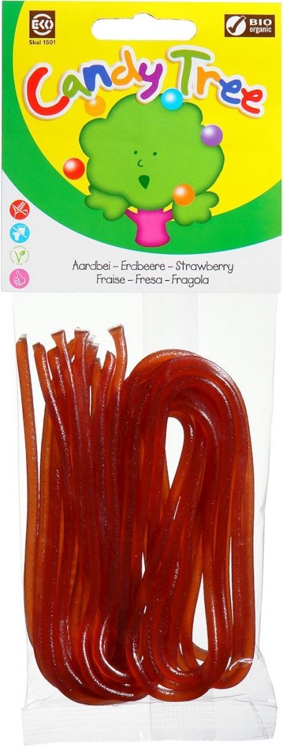 ŻELKI NITKI TRUSKAWKOWE BEZGLUTENOWE BIO 75 g - CANDY TREE CANDY TREE (lizaki, cukierki, żelki)