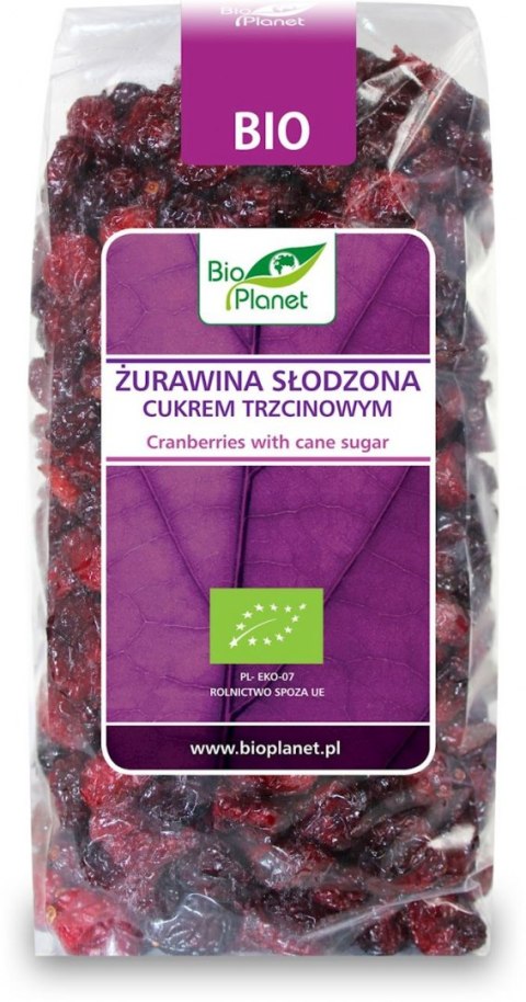 ŻURAWINA SŁODZONA CUKREM TRZCINOWYM BIO 400 g - BIO PLANET BIO PLANET - seria FIOLETOWA (owoce suszone)