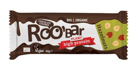 BATON PROTEINOWY Z ORZECHAMI LASKOWYMI W POLEWIE Z GORZKIEJ CZEKOLADY BEZGLUTENOWY BIO 40 g - ROOBAR ROOBAR (batony, batony proteinowe)