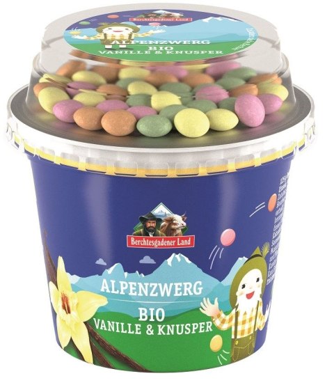 JOGURT WANILIOWY Z KOLOROWYMI DRAŻETKAMI CZEKOLADOWYMI BIO 137 g - BERCHTESGADENER LAND BERCHTESGADENER LAND (nabiał z mleka krowiego)