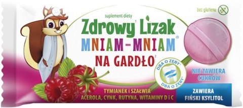 LIZAK O SMAKU MALINOWYM NA GARDŁO BEZGLUTENOWY 6 g - MNIAM MNIAM STARPHARMA MNIAM MNIAM STARPHARMA (lizaki)