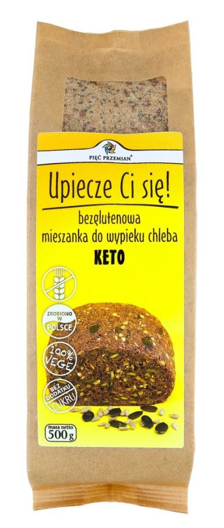 MIESZANKA DO WYPIEKU CHLEBA BEZ DODATKU CUKRÓW BEZGLUTENOWA KETO 500 g - PIĘĆ PRZEMIAN PIĘĆ PRZEMIAN (produkty spożywcze)