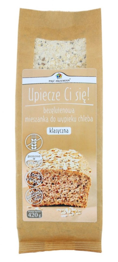 MIESZANKA DO WYPIEKU CHLEBA KLASYCZNA BEZ DODATKU CUKRÓW BEZGLUTENOWA 420 g - PIĘĆ PRZEMIAN PIĘĆ PRZEMIAN (produkty spożywcze)