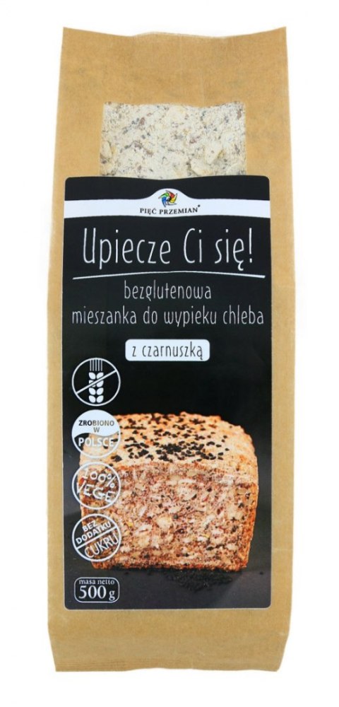 MIESZANKA DO WYPIEKU CHLEBA Z CZARNUSZKĄ BEZ DODATKU CUKRÓW BEZGLUTENOWA 500 g - PIĘĆ PRZEMIAN PIĘĆ PRZEMIAN (produkty spożywcze)