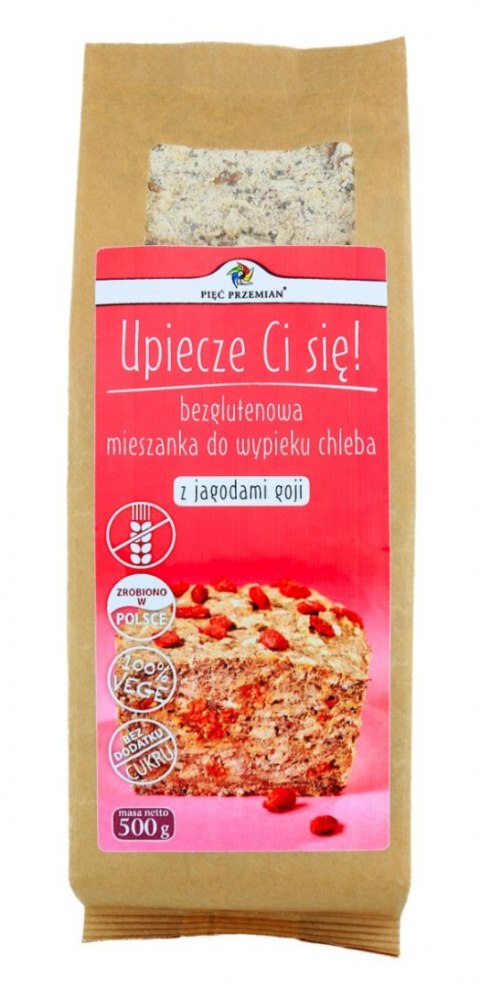 MIESZANKA DO WYPIEKU CHLEBA Z JAGODAMI GOJI BEZ DODATKU CUKRÓW BEZGLUTENOWA 500 g - PIĘĆ PRZEMIAN PIĘĆ PRZEMIAN (produkty spożywcze)