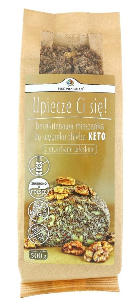 MIESZANKA DO WYPIEKU CHLEBA Z ORZECHAMI WŁOSKIMI BEZ DODATKU CUKRÓW BEZGLUTENOWA KETO 500 g - PIĘĆ PRZEMIAN PIĘĆ PRZEMIAN (produkty spożywcze)