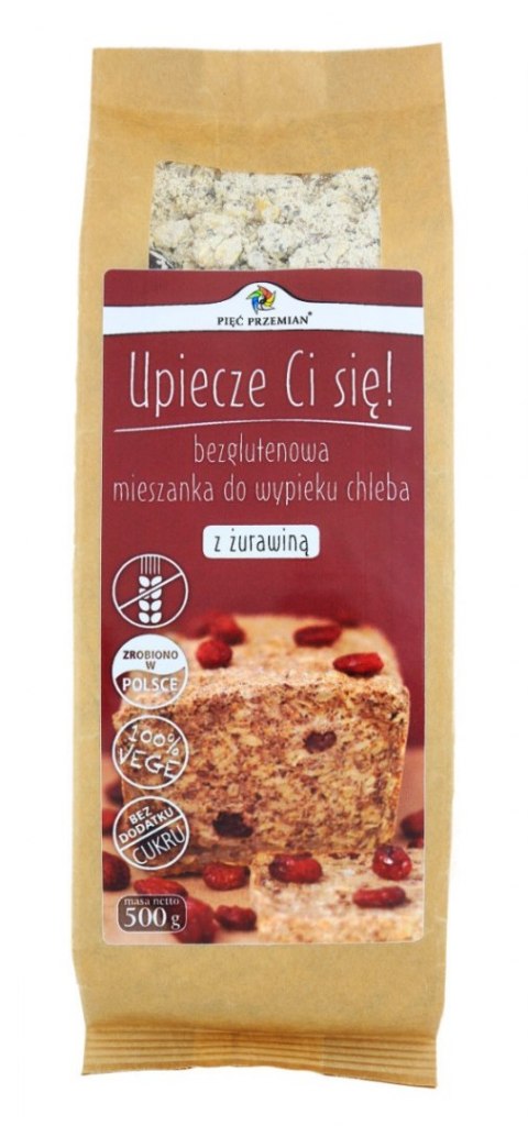 MIESZANKA DO WYPIEKU CHLEBA Z ŻURAWINĄ BEZGLUTENOWA 500 g - PIĘĆ PRZEMIAN PIĘĆ PRZEMIAN (produkty spożywcze)