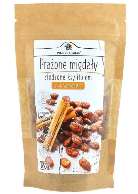 MIGDAŁY PRAŻONE Z CYNAMONEM SŁODZONE KSYLITOLEM BEZGLUTENOWE 100 g - PIĘĆ PRZEMIAN PIĘĆ PRZEMIAN (produkty spożywcze)