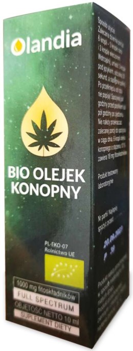 OLEJEK KONOPNY 10 % (1000 mg FITOSKŁADNIKÓW) BIO 10 ml - OLANDIA OLANDIA (oleje)