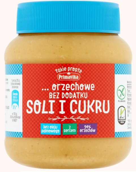 KREM Z ORZESZKÓW ZIEMNYCH PRAŻONYCH BEZ DODATKU SOLI I CUKRU BEZGLUTENOWY 350 g - PRIMAVIKA PRIMAVIKA (przetwory i pasty vege)