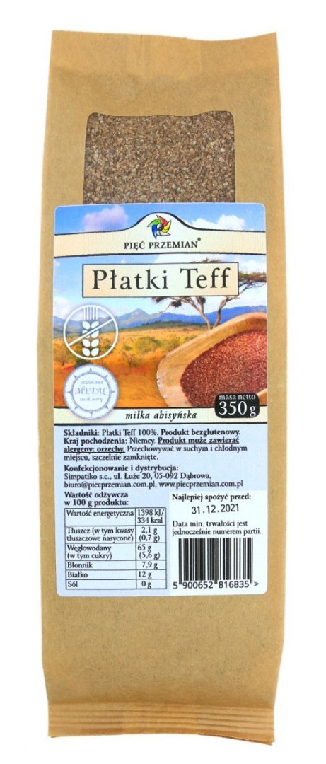 PŁATKI TEFF BEZGLUTENOWE 350 g - PIĘĆ PRZEMIAN PIĘĆ PRZEMIAN (produkty spożywcze)