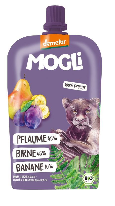 MUS GRUSZKA - ŚLIWKA - BANAN BEZ DODATKU CUKRÓW DEMETER BIO 120 g - MOGLI MOGLI (musy owocowe, przekąski)