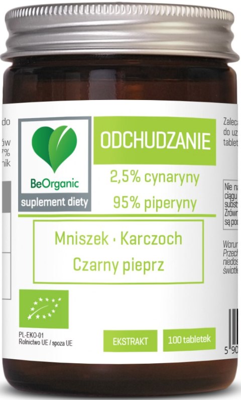 TABLETKI WSPOMAGAJĄCE ODCHUDZANIE (MNISZEK, KARCZOCH, CZARNY PIEPRZ) BIO 100 szt. - BE ORGANIC BE ORGANIC (suplementy diety)