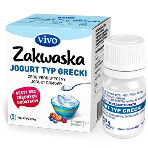 ŻYWE KULTURY BAKTERII DO JOGURTU TYPU GRECKIEGO "ZAKWASKA" BEZGLUTENOWE 1 g (2 FIOLKI) - VIVO ZAKWASKI VIVO (żywe kultury bakterii)