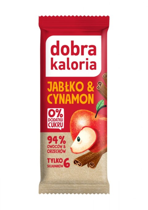 BATON DAKTYLOWY JABŁKO & CYNAMON BEZ DODATKU CUKRÓW 35 g - DOBRA KALORIA DOBRA KALORIA (batony, produkty śniad. i wege)