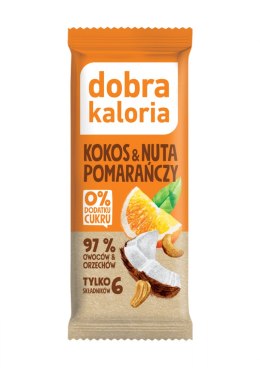 BATON DAKTYLOWY KOKOS & NUTA POMARAŃCZY BEZ DODATKU CUKRÓW 35 g - DOBRA KALORIA DOBRA KALORIA (batony, produkty śniad. i wege)