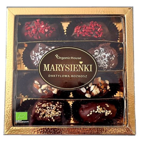 DAKTYLE MEDJOOL W CIEMNEJ CZEKOLADZIE Z NADZIENIEM I POSYPKĄ BEZGLUTENOWE BIO 210 g - ORGANICHOUSE (MARYSIEŃKI) (PRODUKT SEZONOW ORGANICHOUSE (bionelki, daktyle, kremy daktylowe)