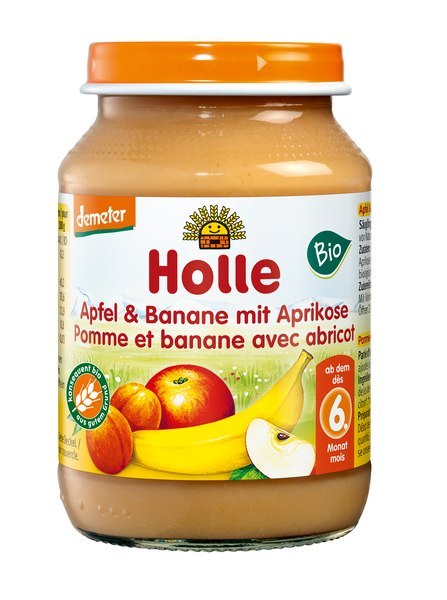 JABŁKO - BANAN - MORELA BEZGLUTENOWE OD 6 MIESIĄCA DEMETER BIO 190 g (SŁOIK) - HOLLE HOLLE (żywność dla niemowląt)