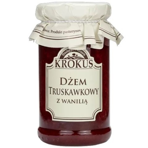 DŻEM TRUSKAWKOWY Z WANILIĄ O OBNIŻONEJ ZAWARTOŚCI CUKRU BEZGLUTENOWY 235 g - KROKUS KROKUS (przetwory owocowe i warzywne)