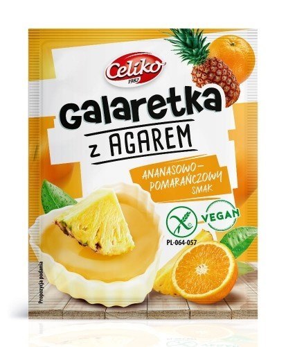 GALARETKA Z AGAREM ANANAS - POMARAŃCZA BEZGLUTENOWA 45 g - CELIKO CELIKO (batony, galaretki, mieszanki do wypieków)