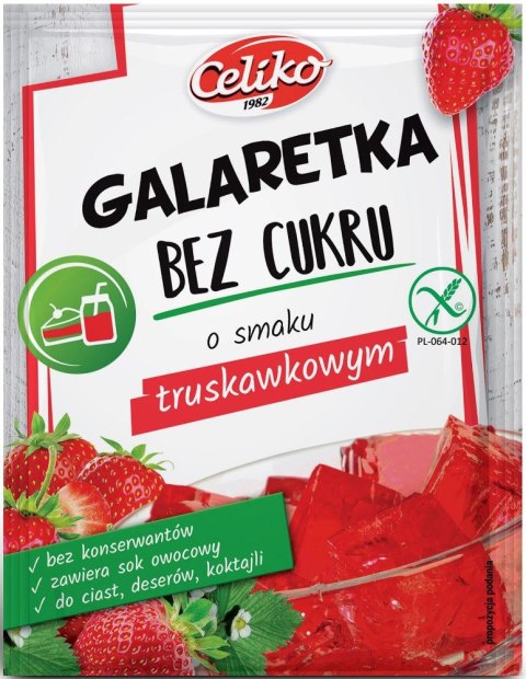 GALARETKA BEZ CUKRU O SMAKU TRUSKAWKOWYM BEZGLUTENOWA 14 g - CELIKO CELIKO (batony, galaretki, muffiny)