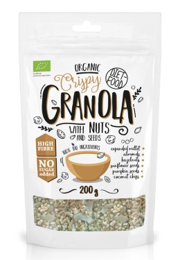 GRANOLA ORZECHOWA Z ORZECHAMI LASKOWYMI I MIGDAŁAMI BIO 200 g - DIET-FOOD DIET-FOOD