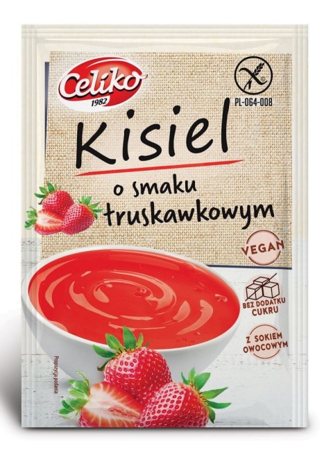 KISIEL O SMAKU TRUSKAWKOWYM BEZ DODATKU CUKRU BEZGLUTENOWY 40 g - CELIKO CELIKO (batony, galaretki, mieszanki do wypieków)