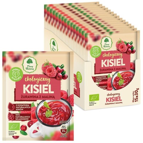 KISIEL INSTANT ŻURAWINA Z MALINĄ BEZGLUTENOWY BIO 30 g - DARY NATURY DARY NATURY - inne BIO