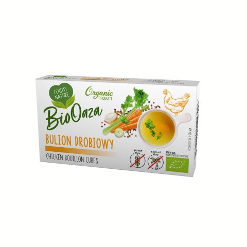 BULION - KOSTKI DROBIOWE BEZ DODATKU CUKRÓW BEZGLUTENOWE BIO (6 x 11 g) 66 g - BIOOAZA BIOOAZA (kostki rosołowe, buliony)