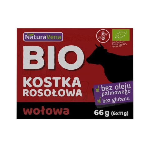 BULION - KOSTKI WOŁOWE BEZGLUTENOWE BIO (6 x 11 g) 66 g - NATURAVENA NATURAVENA BIO