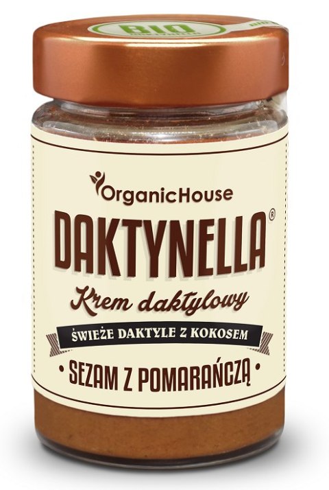 KREM KOKOSOWO - DAKTYLOWY Z SEZAMEM I POMARAŃCZĄ BEZGLUTENOWY BIO 190 g - ORGANICHOUSE (DAKTYNELLA) ORGANICHOUSE (bionelki, daktyle, kremy daktylowe)