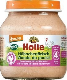 MIĘSO KURCZAKA BEZ DODATKU CUKRÓW BEZGLUTENOWE OD 5 MIESIĄCA BIO 125 g (SŁOIK) - HOLLE HOLLE (żywność dla niemowląt)